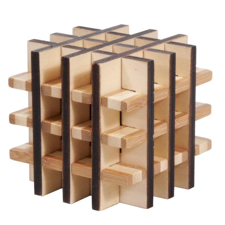 Bambus-3D-puslespil, naturfarvet, Multi square, Svrhedsgrad: 4/5