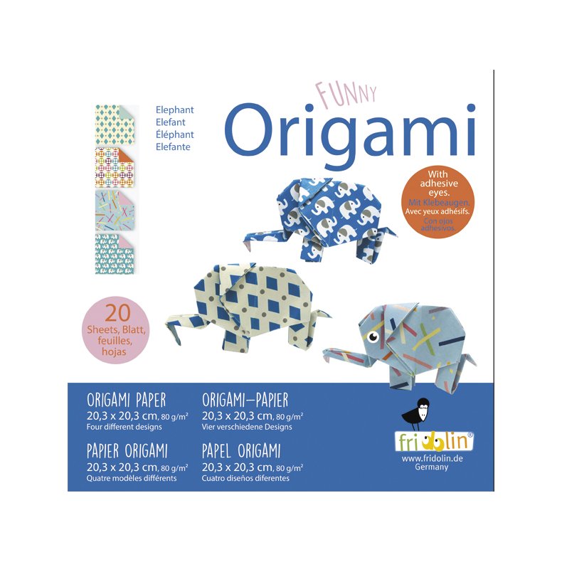Funny Origami 20x20 cm, Elefanter, Svrhedsgrad: Hard