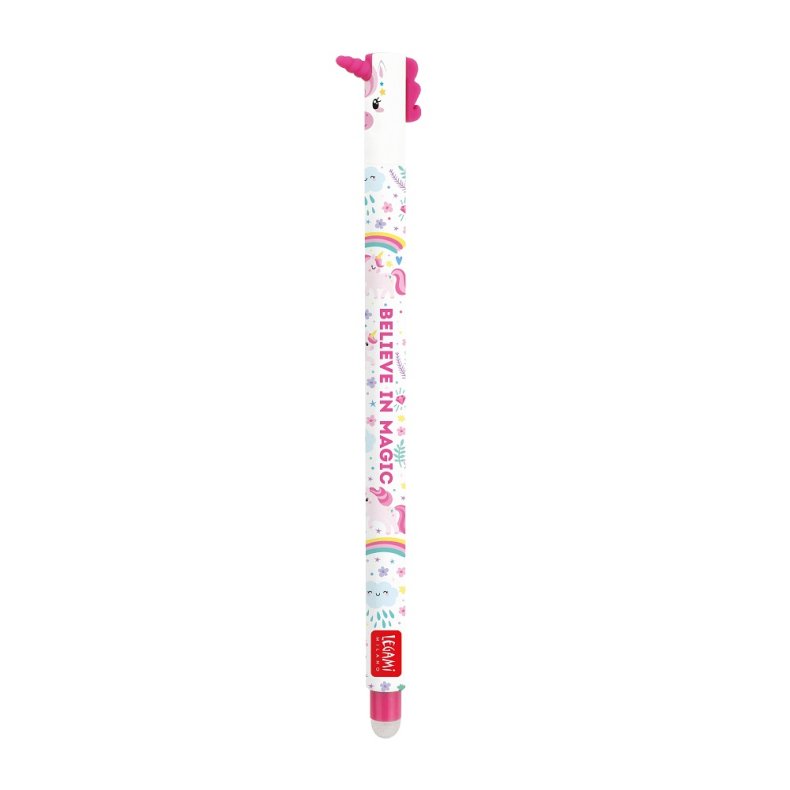 Erasable gel pen, Unicorn, rosa, gelpen med blk der kan viskes ud 