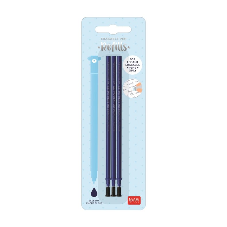 Refills til Erasable gel pens, 3 stk., bl 