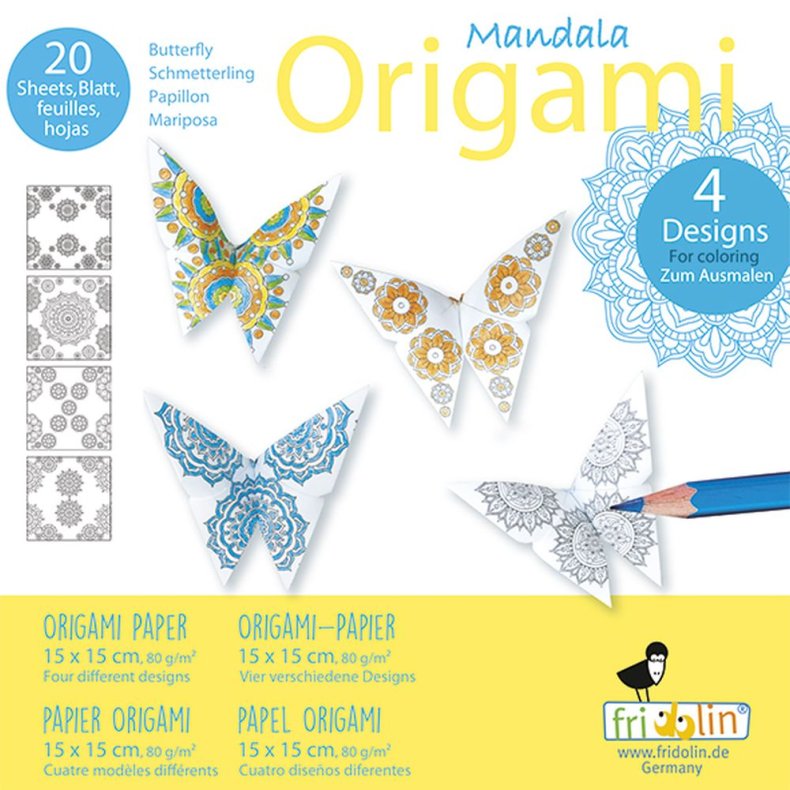 Mandala Coloring Origami, Sommerfugle